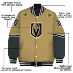 customized vegas golden knights chevron style tan varsity jacket best selling