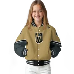 customized vegas golden knights chevron style tan varsity jacket best selling