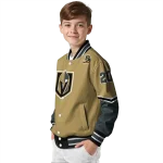 customized vegas golden knights chevron style tan varsity jacket best selling