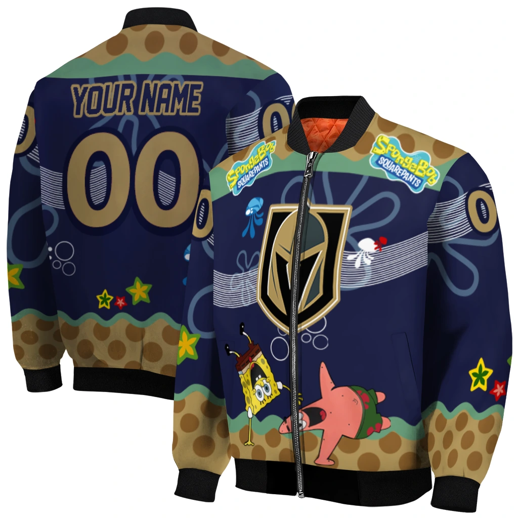 customized vegas golden knights spongebob playtime tan blue bomber jacket best selling customized vegas golden knights spongebob playtime tan blue bomber jacket best selling
