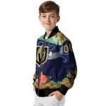 customized vegas golden knights spongebob playtime tan blue bomber jacket best selling