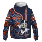 customized virginia cavaliers football micky mouse blue windbreaker jacket best selling