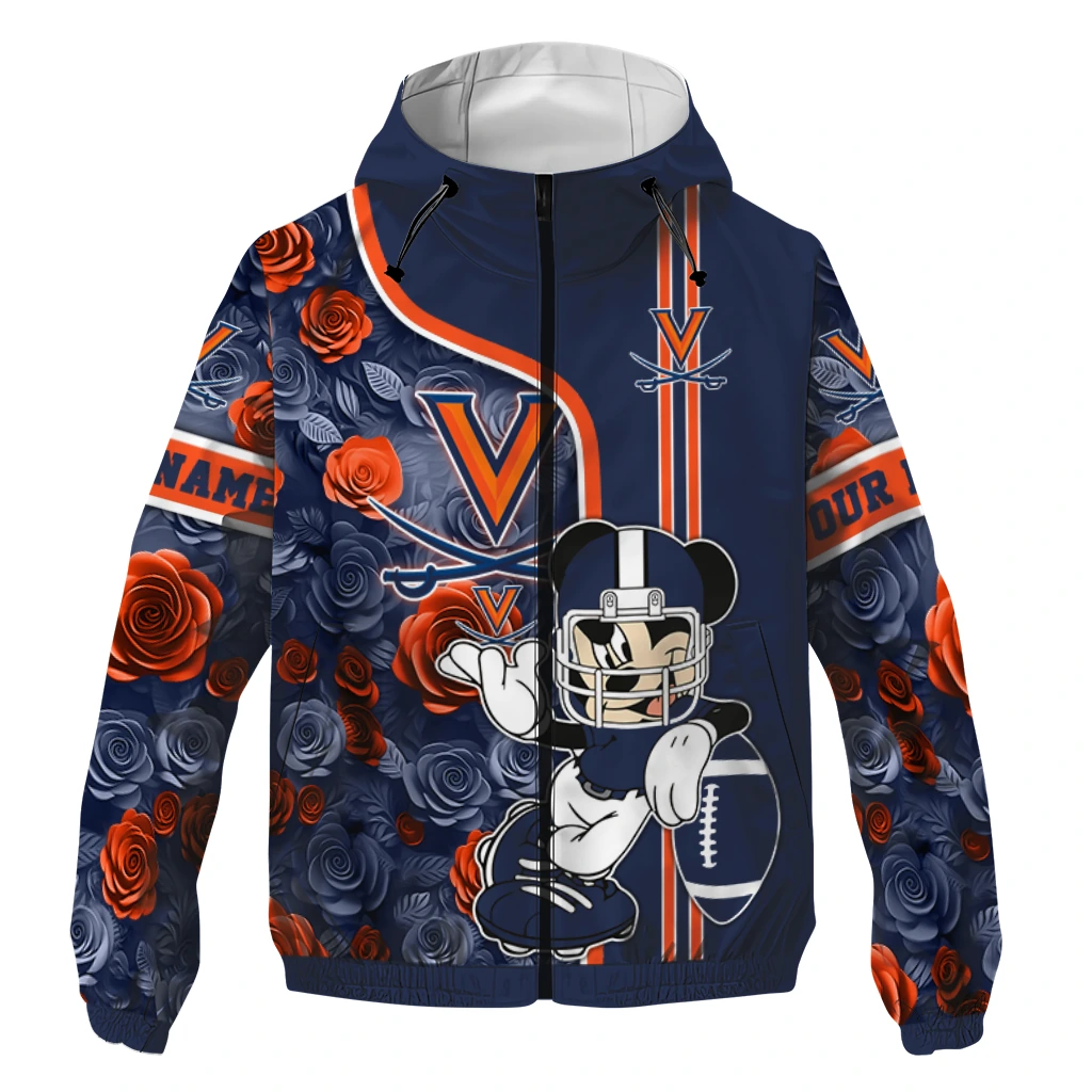 customized virginia cavaliers football micky mouse blue windbreaker jacket best selling customized virginia cavaliers football micky mouse blue windbreaker jacket best selling