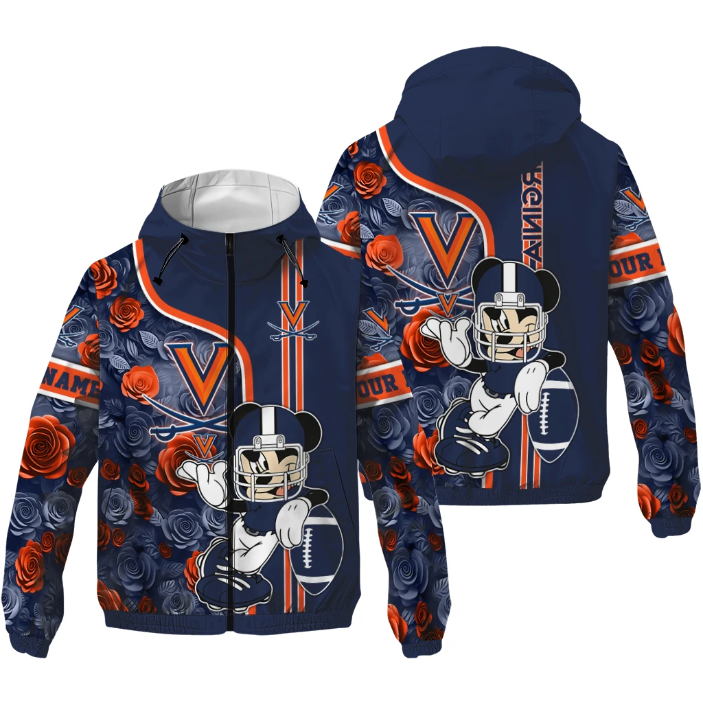 customized virginia cavaliers football micky mouse blue windbreaker jacket high quality customized virginia cavaliers football micky mouse blue windbreaker jacket high quality