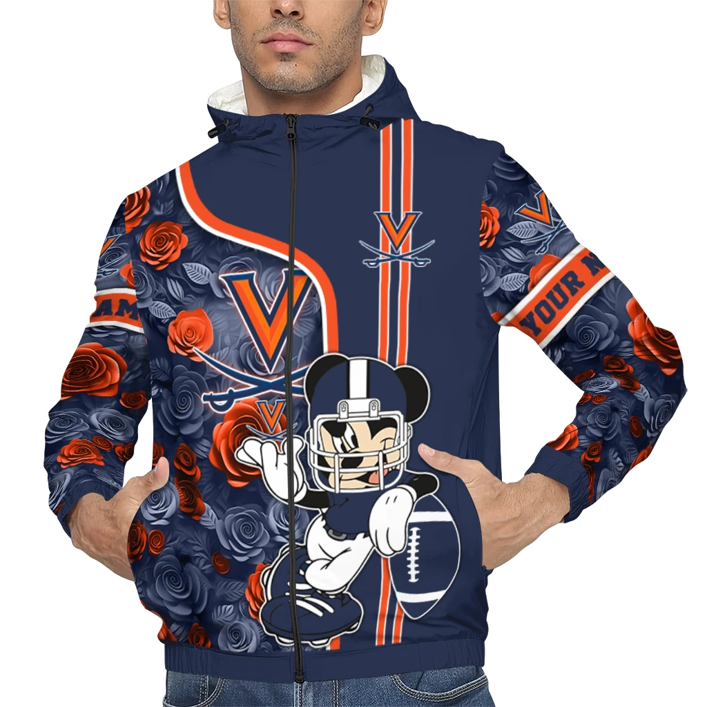 customized virginia cavaliers football micky mouse blue windbreaker jacket top rated customized virginia cavaliers football micky mouse blue windbreaker jacket top rated