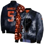 customized virginia cavaliers skull cluster blue bomber jacket best selling