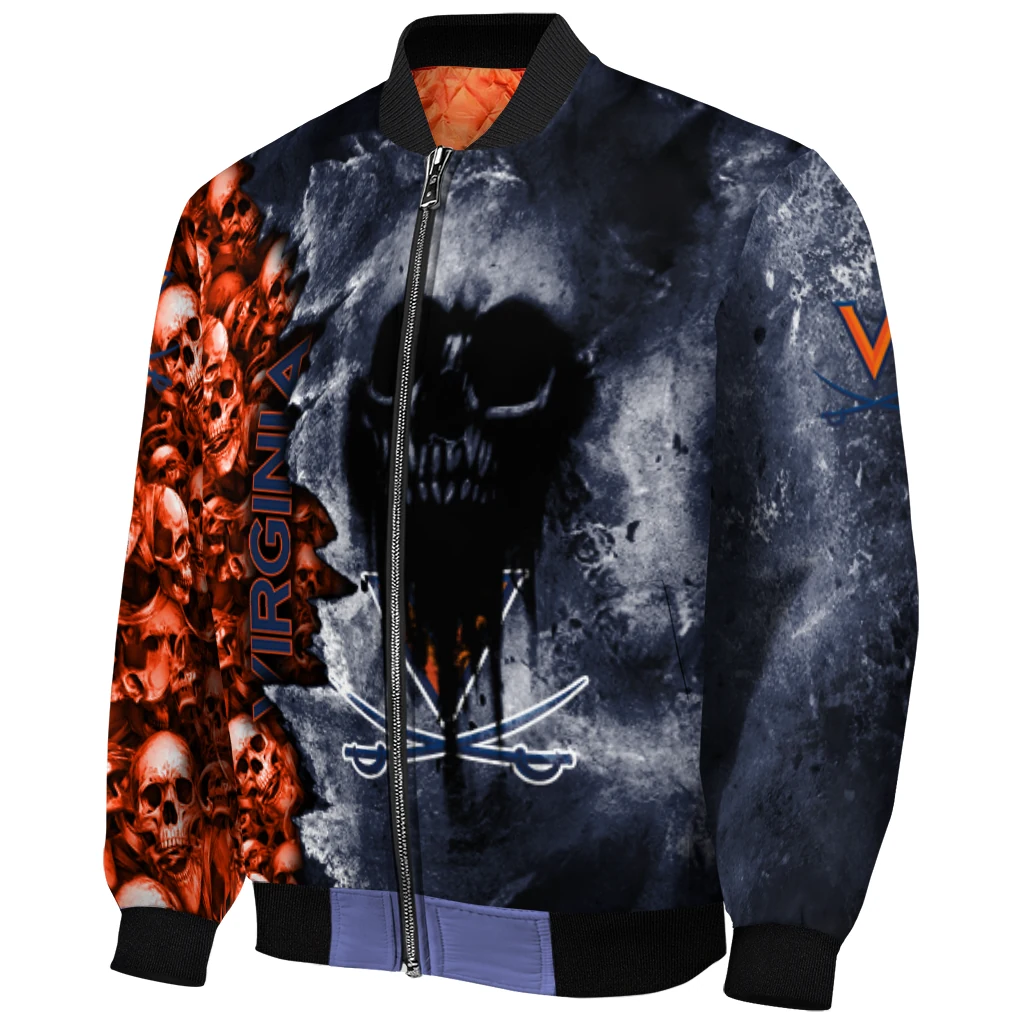 customized virginia cavaliers skull cluster blue bomber jacket fashion forward customized virginia cavaliers skull cluster blue bomber jacket fashion forward