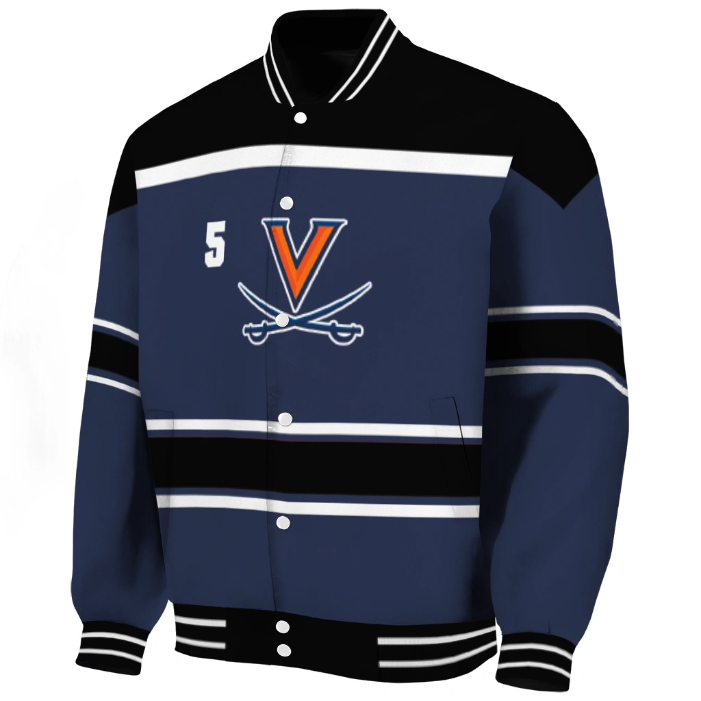 customized virginia cavaliers stripe statement blue black varsity jacket best selling customized virginia cavaliers stripe statement blue black varsity jacket best selling