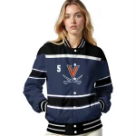customized virginia cavaliers stripe statement blue black varsity jacket best selling