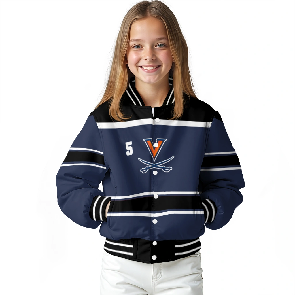 customized virginia cavaliers stripe statement blue black varsity jacket top rated customized virginia cavaliers stripe statement blue black varsity jacket top rated