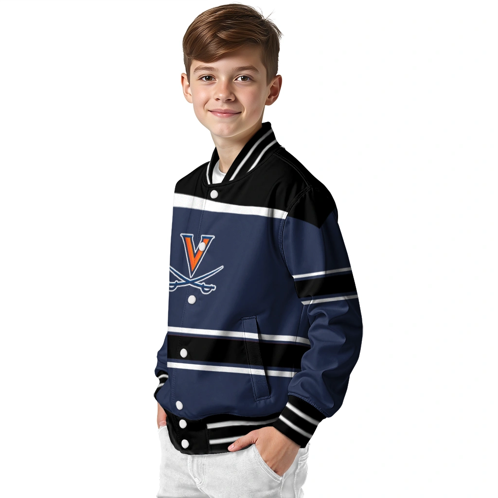 customized virginia cavaliers stripe statement blue black varsity jacket trendy customized virginia cavaliers stripe statement blue black varsity jacket trendy