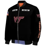 customized virginia tech hokies american flag skull black bomber jacket best selling