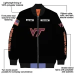 customized virginia tech hokies american flag skull black bomber jacket best selling