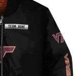 customized virginia tech hokies american flag skull black bomber jacket best selling