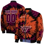 customized virginia tech hokies burst splatter maroon bomber jacket best selling