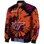customized virginia tech hokies burst splatter maroon bomber jacket best selling