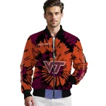 customized virginia tech hokies burst splatter maroon bomber jacket best selling