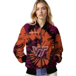 customized virginia tech hokies burst splatter maroon bomber jacket best selling