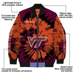 customized virginia tech hokies burst splatter maroon bomber jacket best selling