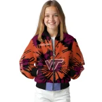 customized virginia tech hokies burst splatter maroon bomber jacket best selling