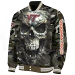 customized virginia tech hokies camouflage skull camouflage varsity jacket best selling