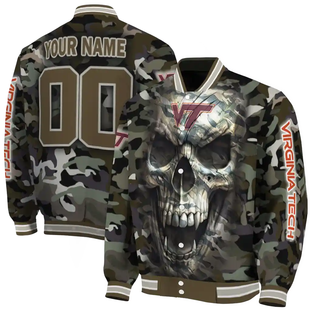 customized virginia tech hokies camouflage skull camouflage varsity jacket fashion forward customized virginia tech hokies camouflage skull camouflage varsity jacket fashion forward