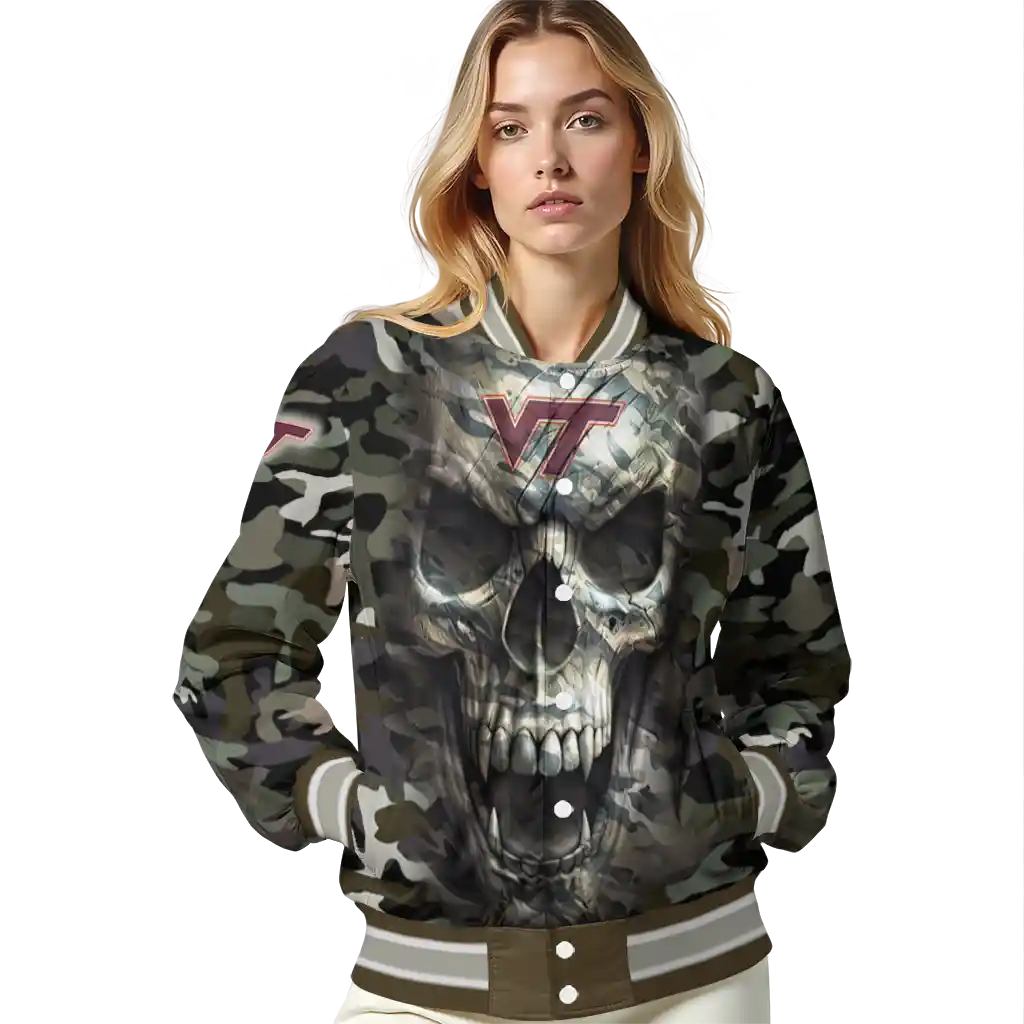 customized virginia tech hokies camouflage skull camouflage varsity jacket latest model customized virginia tech hokies camouflage skull camouflage varsity jacket latest model
