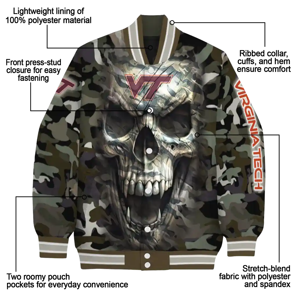 customized virginia tech hokies camouflage skull camouflage varsity jacket new arrival customized virginia tech hokies camouflage skull camouflage varsity jacket new arrival