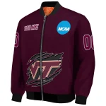 customized virginia tech hokies claw mark maroon bomber jacket best selling