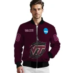 customized virginia tech hokies claw mark maroon bomber jacket best selling