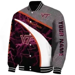 customized virginia tech hokies electric flash maroon varsity jacket best selling