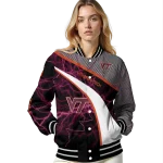 customized virginia tech hokies electric flash maroon varsity jacket best selling
