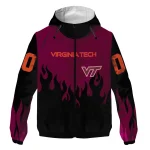 customized virginia tech hokies flame trim maroon black windbreaker jacket best selling