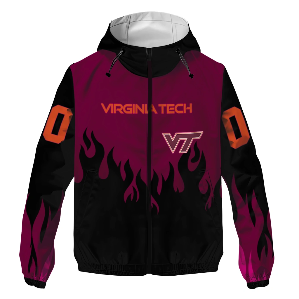 customized virginia tech hokies flame trim maroon black windbreaker jacket best selling customized virginia tech hokies flame trim maroon black windbreaker jacket best selling