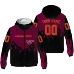 customized virginia tech hokies flame trim maroon black windbreaker jacket best selling