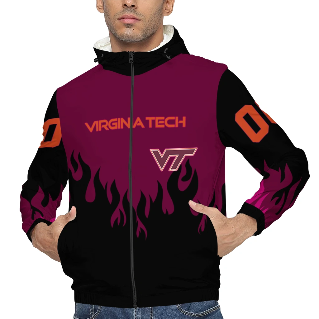 customized virginia tech hokies flame trim maroon black windbreaker jacket top rated customized virginia tech hokies flame trim maroon black windbreaker jacket top rated