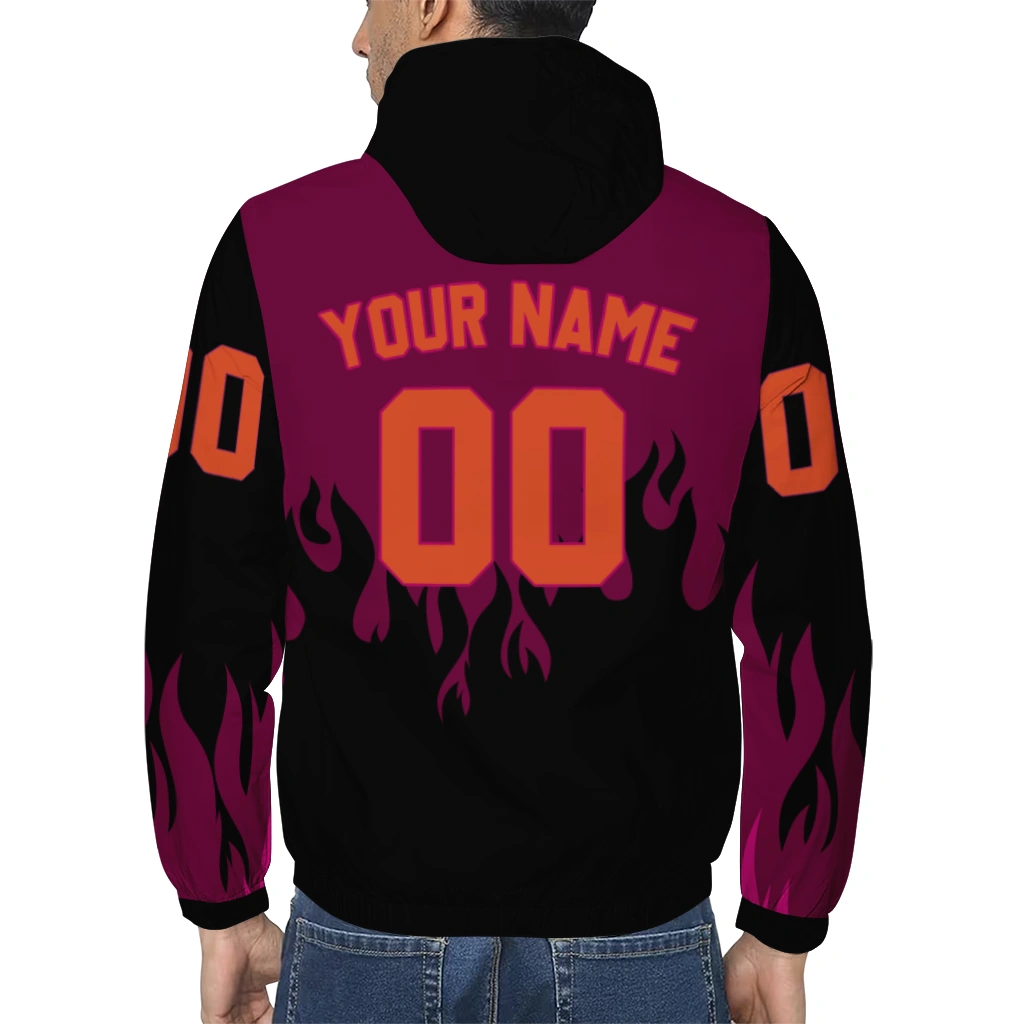 customized virginia tech hokies flame trim maroon black windbreaker jacket trendy customized virginia tech hokies flame trim maroon black windbreaker jacket trendy