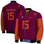 customized virginia tech hokies team patch maroon bomber jacket best selling