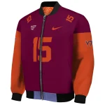 customized virginia tech hokies team patch maroon bomber jacket best selling
