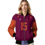 customized virginia tech hokies team patch maroon bomber jacket best selling