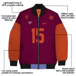 customized virginia tech hokies team patch maroon bomber jacket best selling