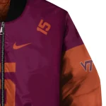 customized virginia tech hokies team patch maroon bomber jacket best selling