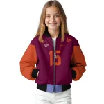 customized virginia tech hokies team patch maroon bomber jacket best selling