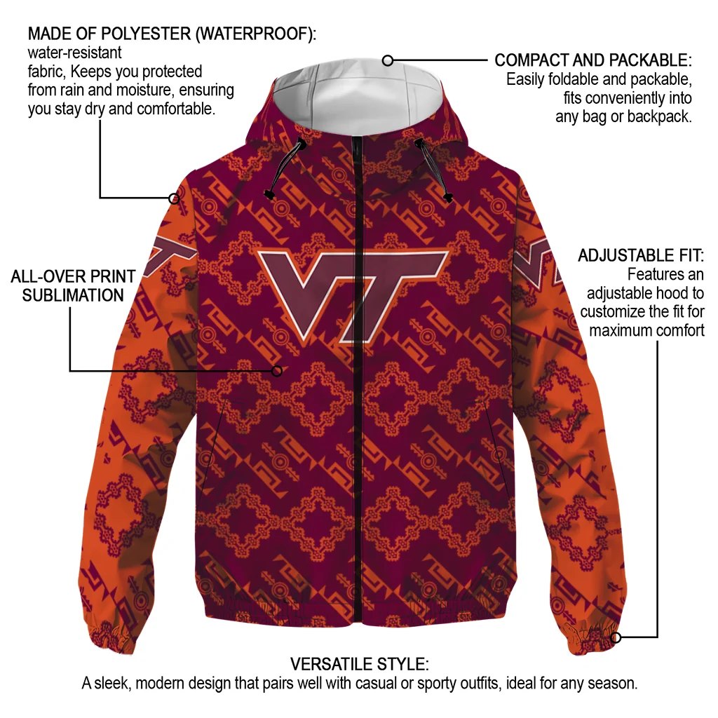 customized virginia tech hokies trellis mesh maroon windbreaker jacket new arrival customized virginia tech hokies trellis mesh maroon windbreaker jacket new arrival