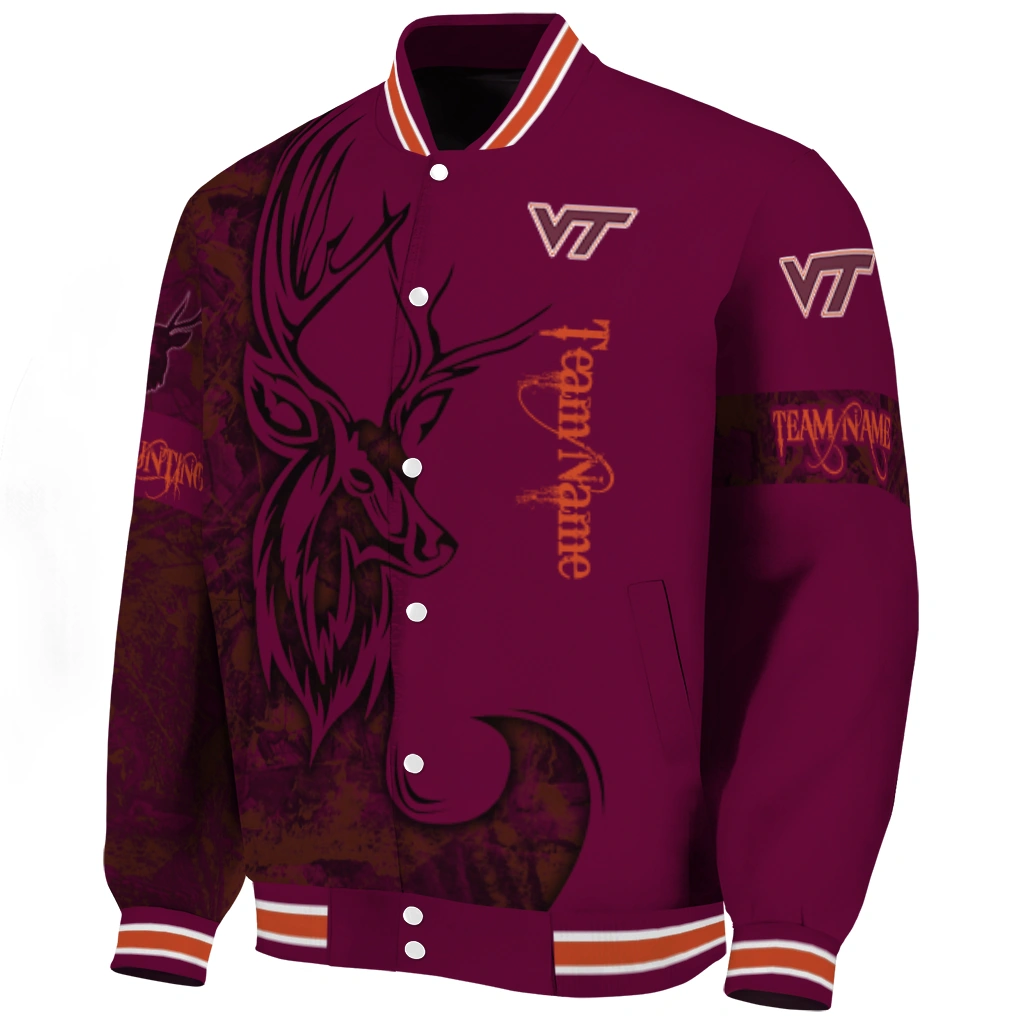 customized virginia tech hokies tribal deer art maroon varsity jacket best selling customized virginia tech hokies tribal deer art maroon varsity jacket best selling