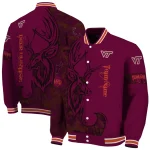 customized virginia tech hokies tribal deer art maroon varsity jacket best selling