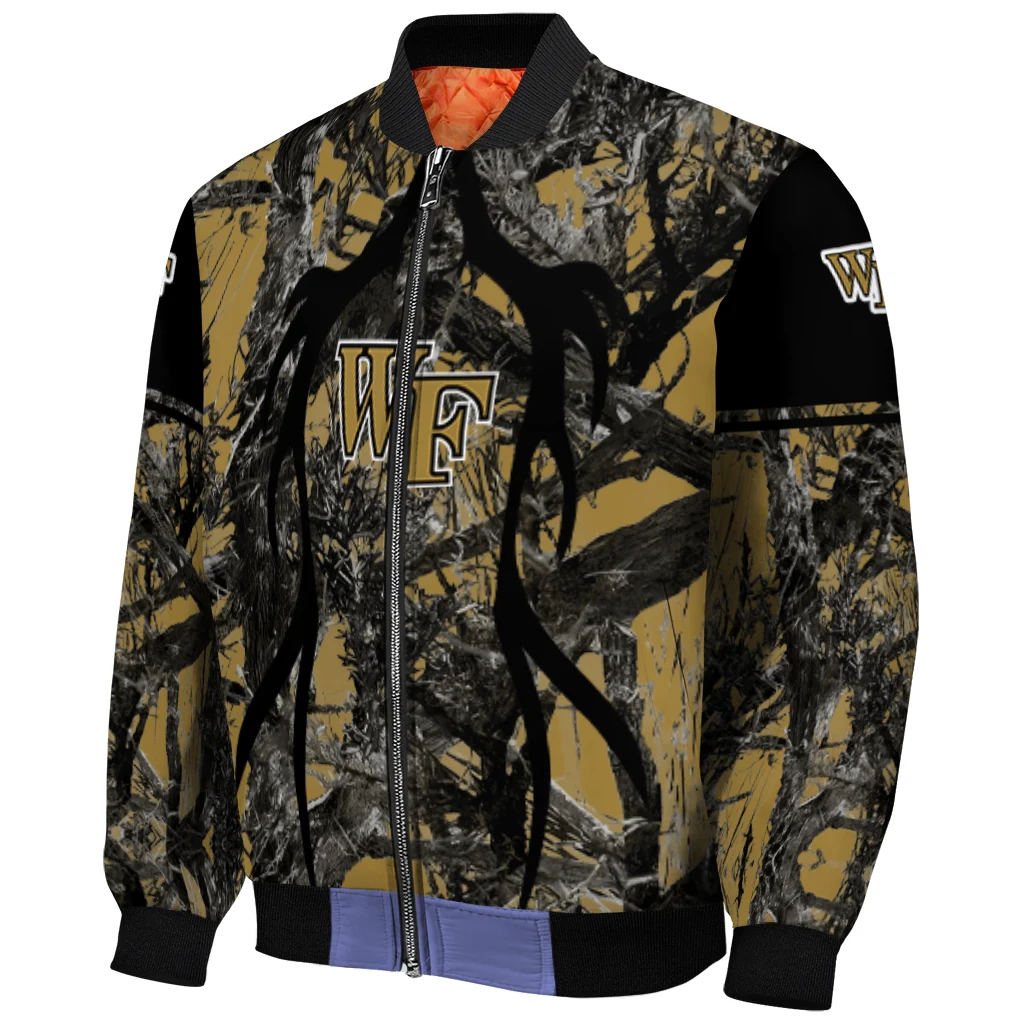 customized wake forest demon deacons antlers motif gold black bomber jacket fashion forward customized wake forest demon deacons antlers motif gold black bomber jacket fashion forward