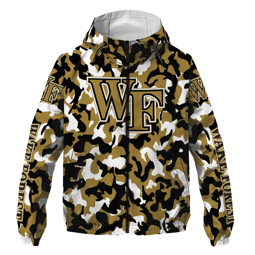 customized wake forest demon deacons camouflage mashup gold windbreaker jacket best selling customized wake forest demon deacons camouflage mashup gold windbreaker jacket best selling