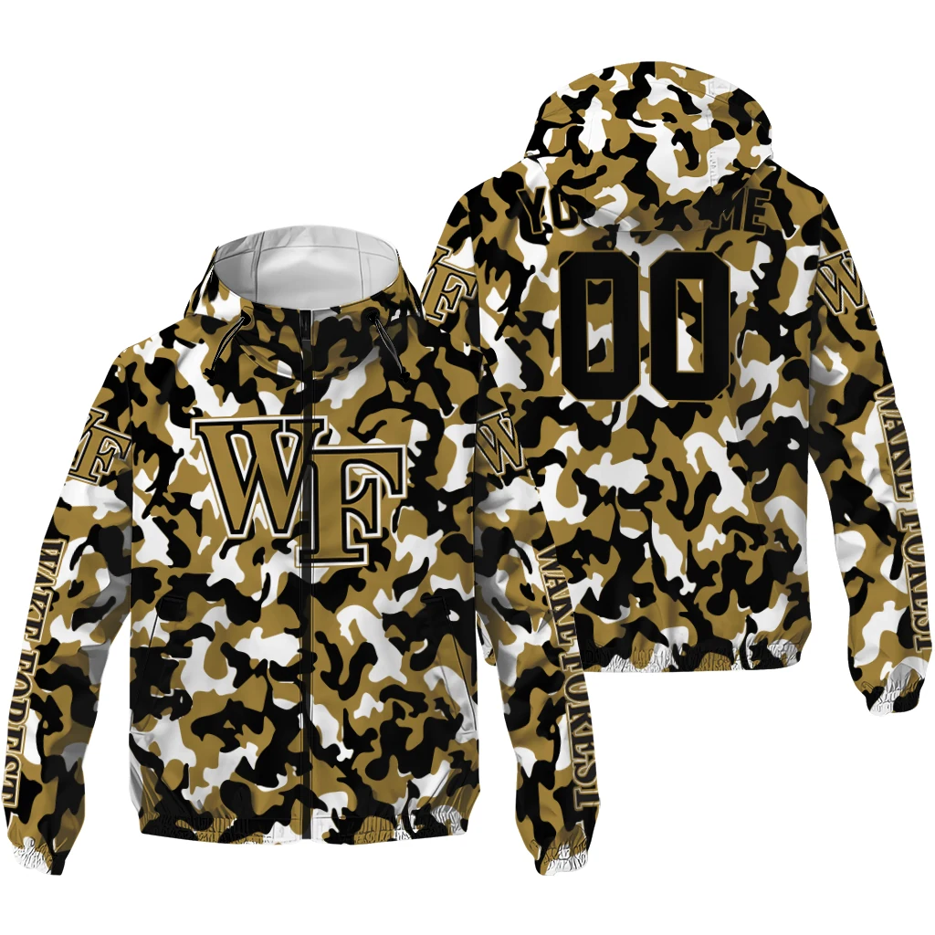 customized wake forest demon deacons camouflage mashup gold windbreaker jacket high quality customized wake forest demon deacons camouflage mashup gold windbreaker jacket high quality