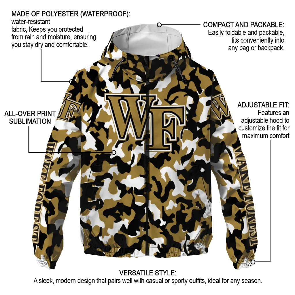 customized wake forest demon deacons camouflage mashup gold windbreaker jacket new arrival customized wake forest demon deacons camouflage mashup gold windbreaker jacket new arrival